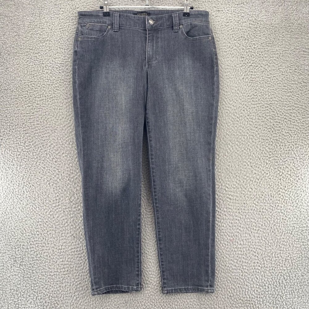 Talbots Jeans Womens 10 Petite Gray Flawless Five Pocket Boyfriend Cropped Capri